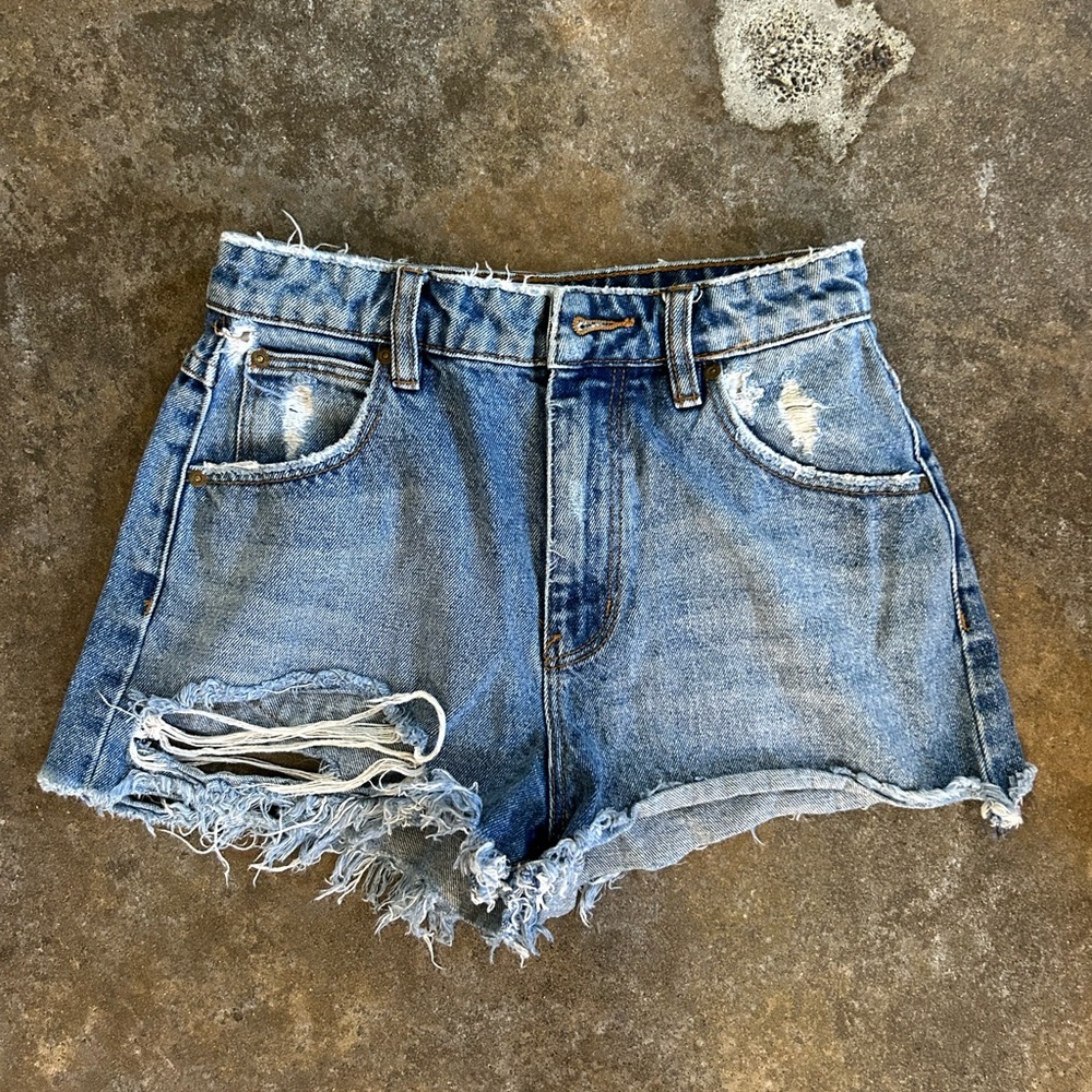 ROLLA'S Dusters High Rise Slim Blue Vintage Distressed Jean Shorts